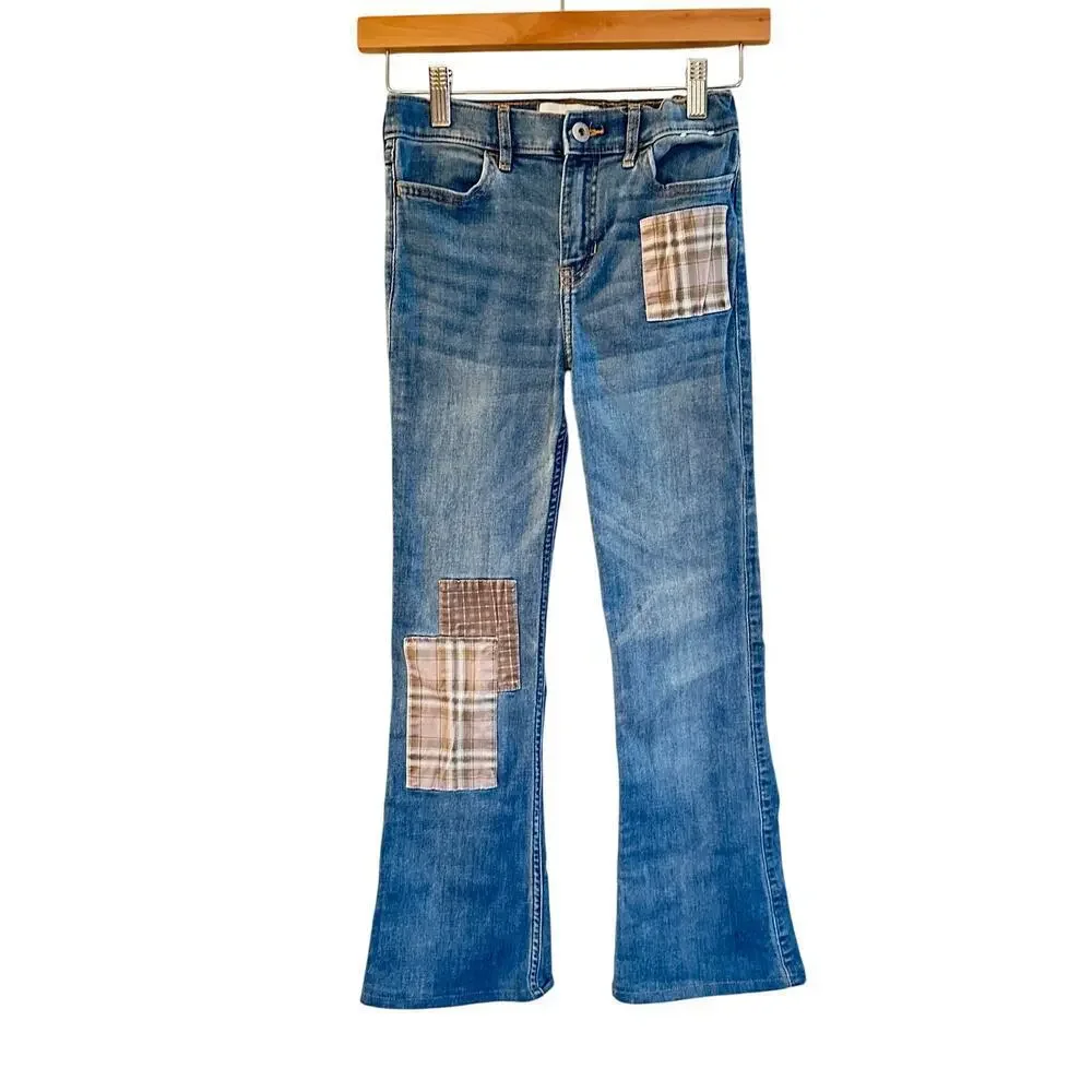 Abercrombie Kids Patch Flare Jeans sz 11/12 HEMMED
